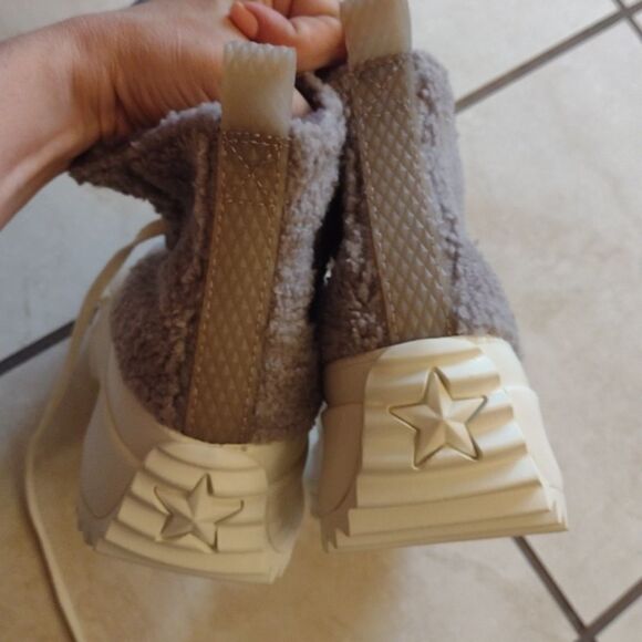 Converse Sherpa Run Star Sneaker Hike High Top Vapor Mauve grey fuzzy 8 - Picture 6 of 11